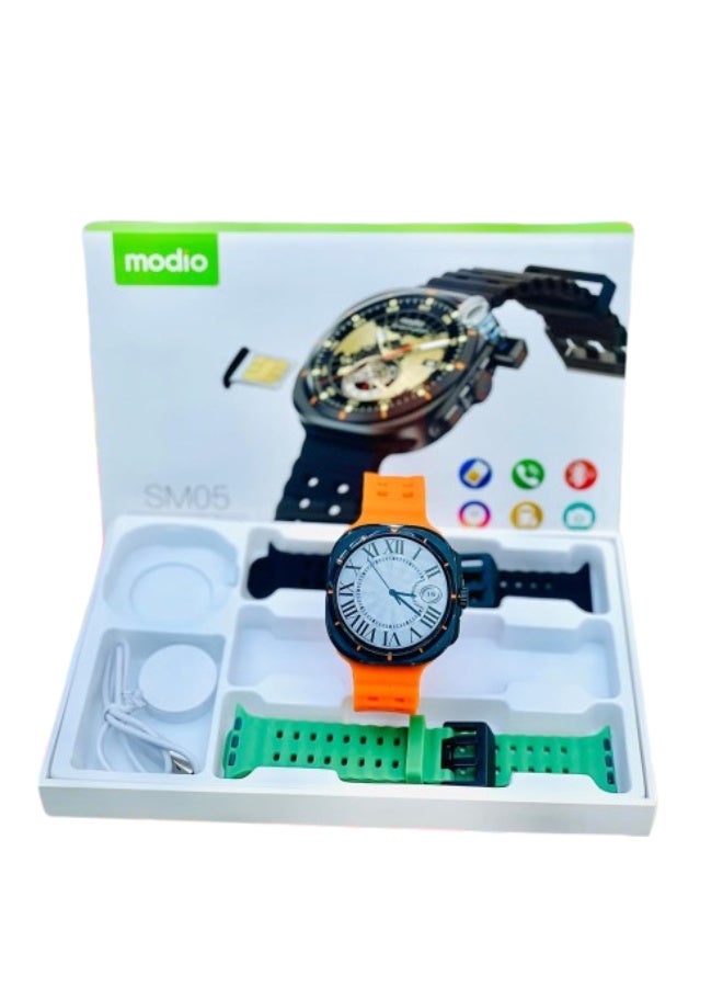 موديو ساعة ذكية  اس ام 05، شاشة سوبر أموليد 1.53 بوصة بلوتوث، 3 أزواج من الأساور - Image 2